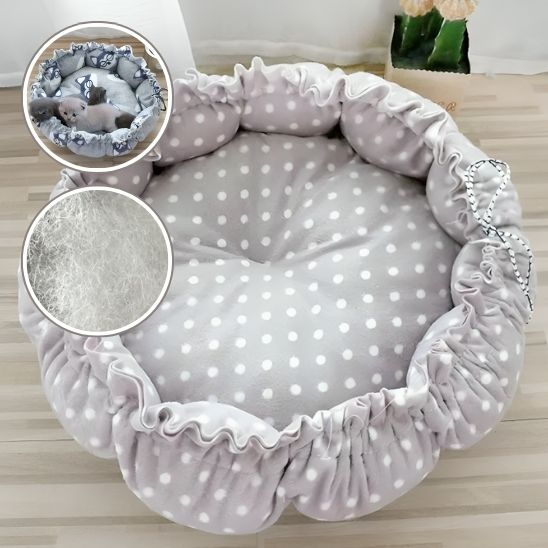 coussin chat nid beige